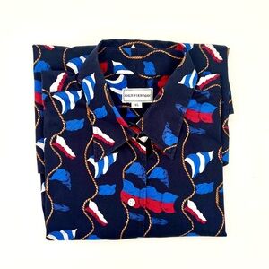 MAUS & HOFFMAN Men’s Button Down Shirt Flags Rope Nautical Printed XL VINTAGE